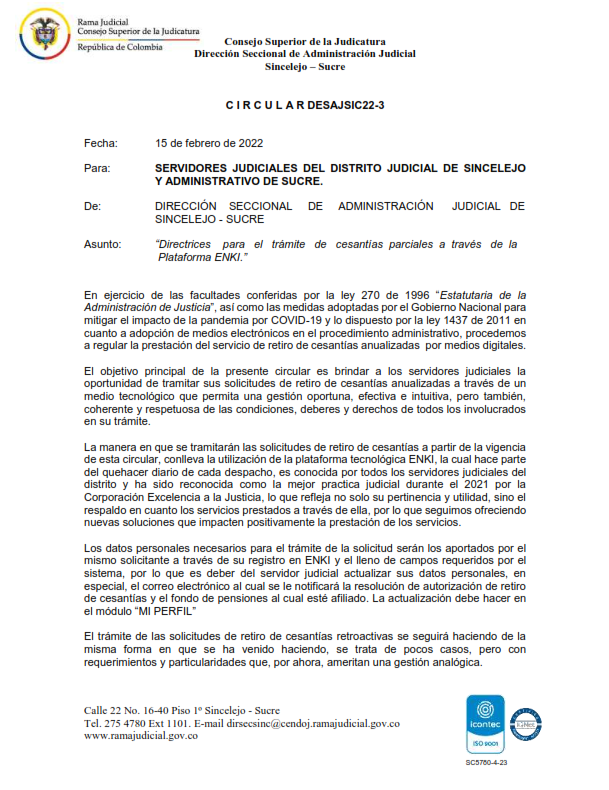 Circular DESAJSIC22-3